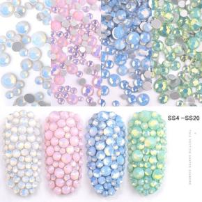 4 Colors Mixed Sizes SS4-SS20 Flatback Glass Protein Nails Rhinestones TNR02 