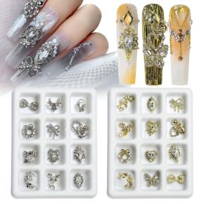Shiny Butterfly Heart Nail Charms Decoration Alloy Crystal Rhinestones TNR108