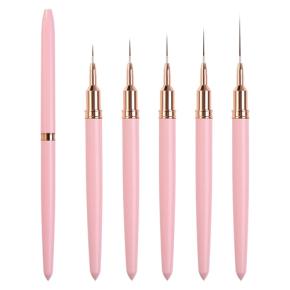 5Pcs/set Acrylic Nail Art Liner Brush Set Drawing Lines Stripe Flower Painting Pen TNB92