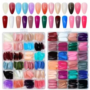 Press On Colorful Ballerina Almond Acrylic Fake Nails Tips NT72 