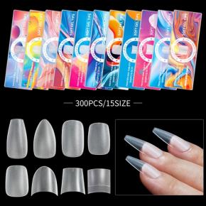 300PCS Matte Fake Nails Frosted Artificial Nail Soft Gel Tips NT75 