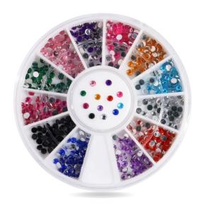 Mix sizes Round Flat Back Acrylic Nail Rhinestones NRW11 