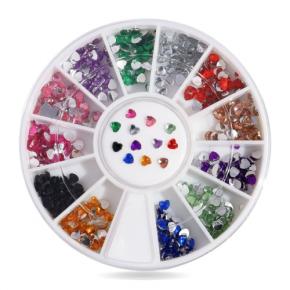 Multi Color Colorful 3D Heart Shape Nail Rhinestones NRW20