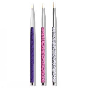3Pcs Marbling Handle Nail Art Liner Brush TNB06