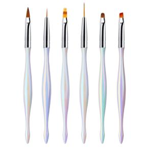 6Pcs Aurora Handle Nail Art Drawing Brushes Set TNB29