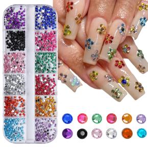 Mixed Color 3D Round Nail RhinestonesTNR08
