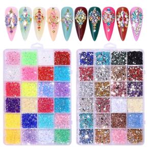 24 Grids Acrylic Flat Back Nail Rhinestones TNR19