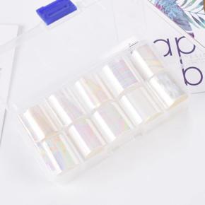 White Nail Art Foil Transfer Sticker Kit NAF01