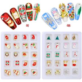 1Box 3D Christmas Nail Charm Metal Jewelry Accessories NXH10