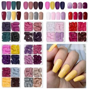 96Pcs Short Full Cover Press On Nail Tips NPO01
