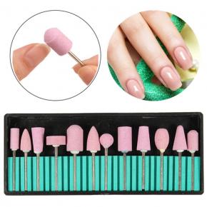 12Pcs Set Pink Quartz Nail Drill Bits NDB39