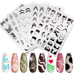 French Smiling Face Design Nail Art Stamping Plate XY-D